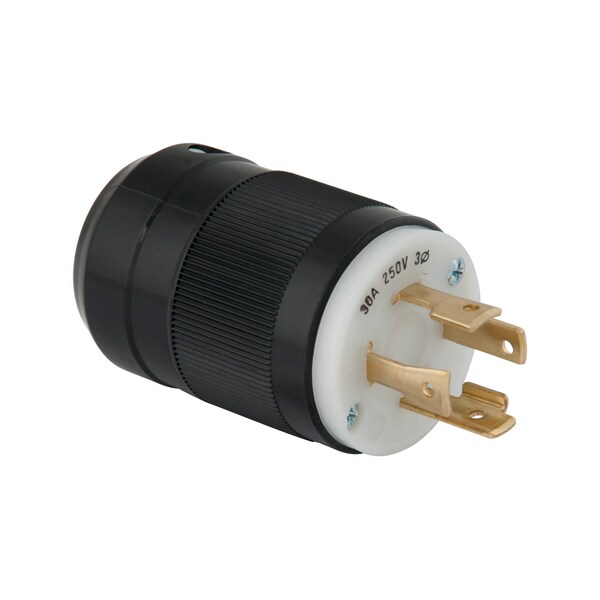 Marinco Locking Plug, L15-30P, 30 A, 250V AC, Three Phase, 3 Pole, Screw Terminals, Spring Clamp Terminals 3015P - main